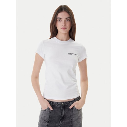 Karl Lagerfeld Jeans T-Shirt A1W17004 Biały Slim Fit ze sklepu MODIVO w kategorii Bluzki damskie - zdjęcie 187359421