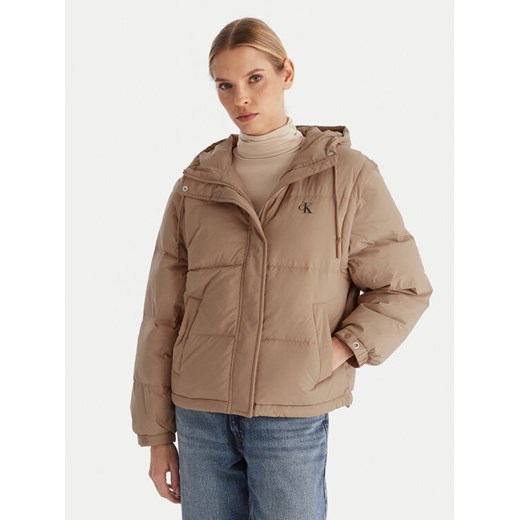 Calvin Klein Jeans Kurtka puchowa LV044D522G Beżowy Regular Fit ze sklepu MODIVO w kategorii Kurtki damskie - zdjęcie 187359432
