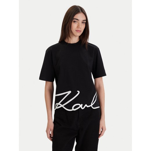 KARL LAGERFELD T-Shirt A1W17013 Czarny Relaxed Fit ze sklepu MODIVO w kategorii Bluzki damskie - zdjęcie 187359513
