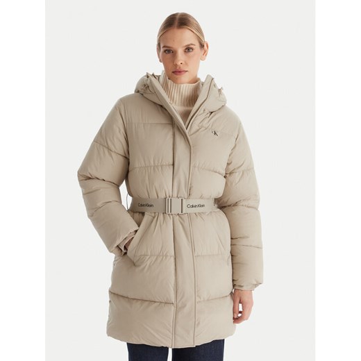 Calvin Klein Jeans Kurtka zimowa LV047D508G Beżowy Regular Fit ze sklepu MODIVO w kategorii Kurtki damskie - zdjęcie 187359640