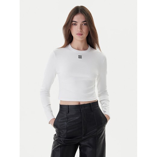 Hugo Bluzka Dafilomena_3 50518378 Biały Slim Fit ze sklepu MODIVO w kategorii Bluzki damskie - zdjęcie 187362673