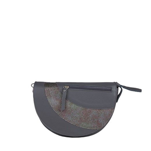 popielata torebka skórzana półokrągła z funkcją nerki Mała Mi ze sklepu Słoń Torbalski w kategorii Listonoszki - zdjęcie 187362970