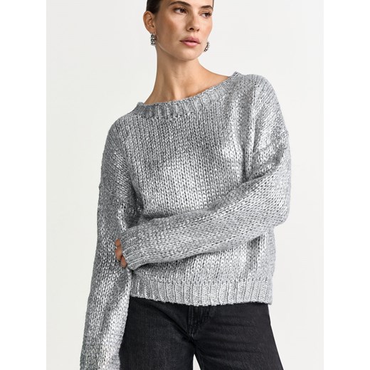 Rich & Royal Sweter damski z dzianiny z zawartością alpaki Kobiety Sztuczne włókno srebrny jednolity ze sklepu vangraaf w kategorii Swetry damskie - zdjęcie 187363032