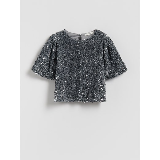 Reserved - Cekinowa bluzka - jasnoszary ze sklepu Reserved w kategorii Bluzki dziewczęce - zdjęcie 187363620