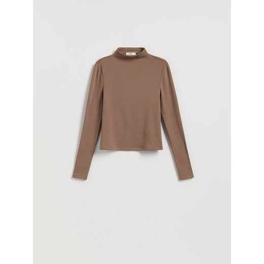 Reserved - Gładki longsleeve - brązowy ze sklepu Reserved w kategorii Bluzki damskie - zdjęcie 187363681