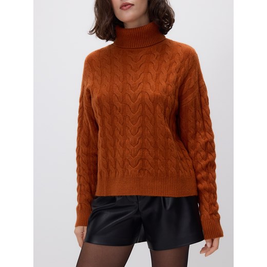 Reserved - Golf z ozdobnym splotem - miedziany ze sklepu Reserved w kategorii Swetry damskie - zdjęcie 187363684