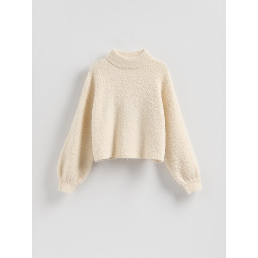 Reserved - Sweter z bufiastymi rękawami - kremowy ze sklepu Reserved w kategorii Swetry damskie - zdjęcie 187363693