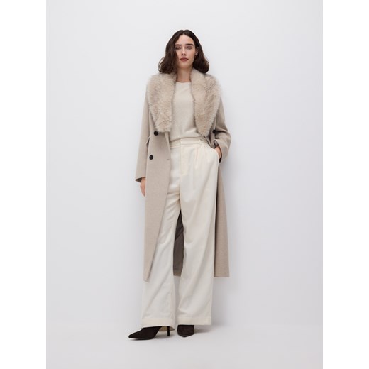 Reserved - Płaszcz z dodatkiem wełny - beżowy ze sklepu Reserved w kategorii Płaszcze damskie - zdjęcie 187363923