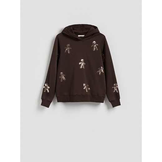 Reserved - Bluza ze świątecznym motywem - ciemnobrązowy ze sklepu Reserved w kategorii Bluzy damskie - zdjęcie 187363933