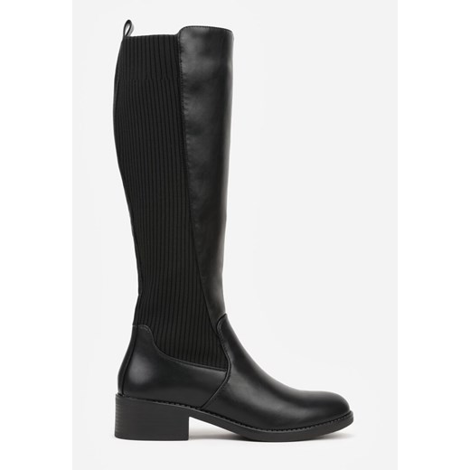 Czarne Casualowe Kozaki Typu Muszkieterki na Płaskiej Podeszwie Belissae Renee 41 renee.pl