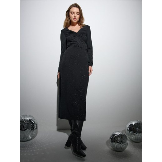 Sinsay - Spódnica midi z połyskiem - czarny ze sklepu Sinsay w kategorii Spódnice - zdjęcie 187364590