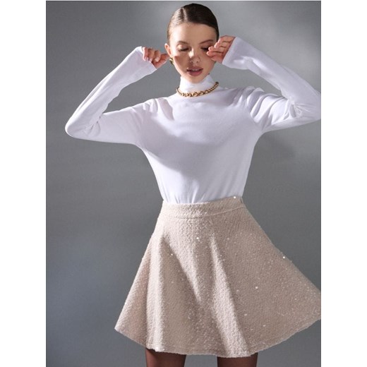 Sinsay - Spódnica mini z połyskującym cekinami - kremowy Sinsay XL Sinsay