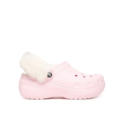 Klapki Crocs Classic Platform Fuzz Lined Clog 212854 Różowy ze sklepu eobuwie.pl w kategorii Klapki damskie - zdjęcie 187364713
