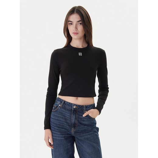 Hugo Bluzka Dafilomena_3 50518378 Czarny Slim Fit ze sklepu MODIVO w kategorii Bluzki damskie - zdjęcie 187365292