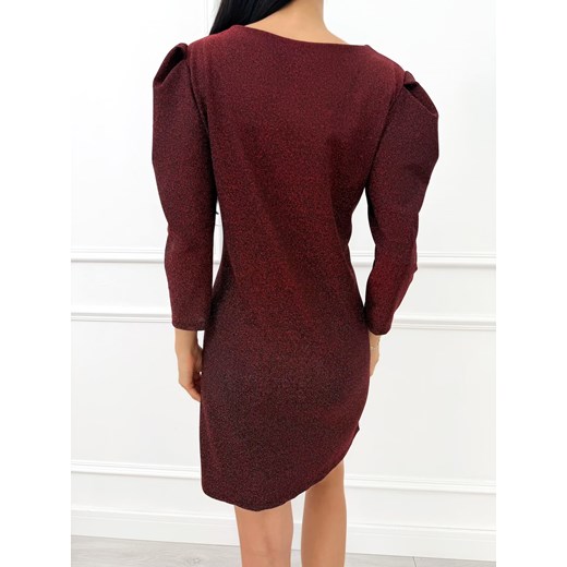 Czerwona Kopertowa Połyskująca Sukienka Modnakiecka.pl 38 ModnaKiecka.pl