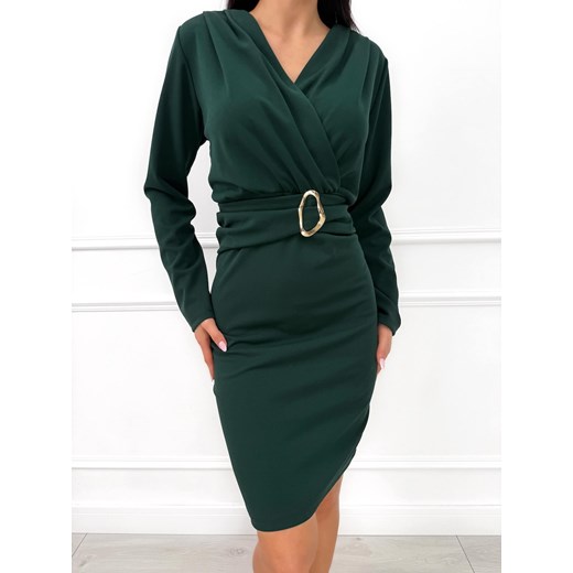 Zielona Kopertowa Sukienka ze sklepu ModnaKiecka.pl w kategorii Sukienki - zdjęcie 187365830