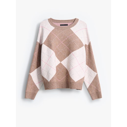 Mohito - Sweter z geometrycznym wzorem - beżowy ze sklepu Mohito w kategorii Swetry damskie - zdjęcie 187365973