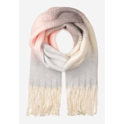 Jasnoróżowy Szalik w Szerokie Paski Wykończony Frędzlami Selamira ze sklepu renee.pl w kategorii Szaliki i chusty damskie - zdjęcie 187366053