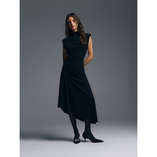 Reserved - Asymetryczna sukienka midi - czarny Reserved S Reserved