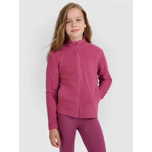 Dziewczęcy polar 4F 4FJRAW25TFLEF434 - różowy ze sklepu Sportstylestory.com w kategorii Bluzy dziewczęce - zdjęcie 187366474