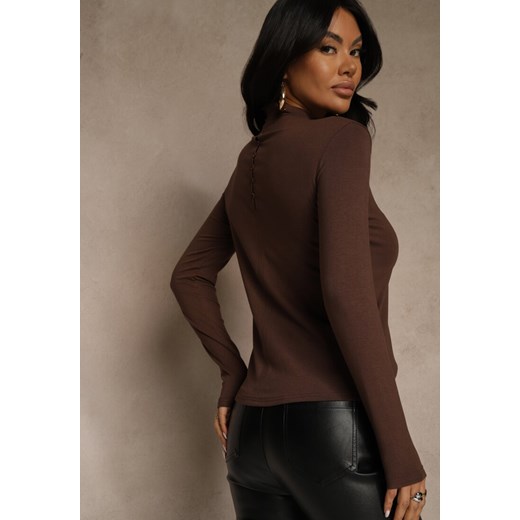 Brązowa Bluzka z Bawełny z Guzikami z Tyłu Tuselia Renee S renee.pl