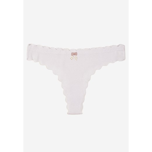 Białe Prążkowane Majtki Stringi z Bawełny Ilweda ze sklepu renee.pl w kategorii Majtki damskie - zdjęcie 187368351