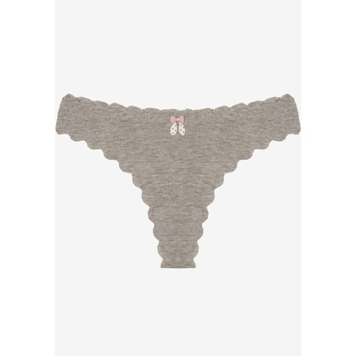 Szare Prążkowane Majtki Stringi z Bawełny Ilweda ze sklepu renee.pl w kategorii Majtki damskie - zdjęcie 187368353