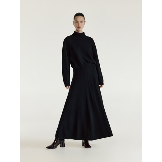 Reserved - Spódnica midi z wełną - czarny ze sklepu Reserved w kategorii Spódnice - zdjęcie 187368394