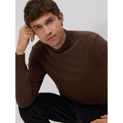 Reserved - Sweter z wiskozą - brązowy ze sklepu Reserved w kategorii Swetry męskie - zdjęcie 187368413
