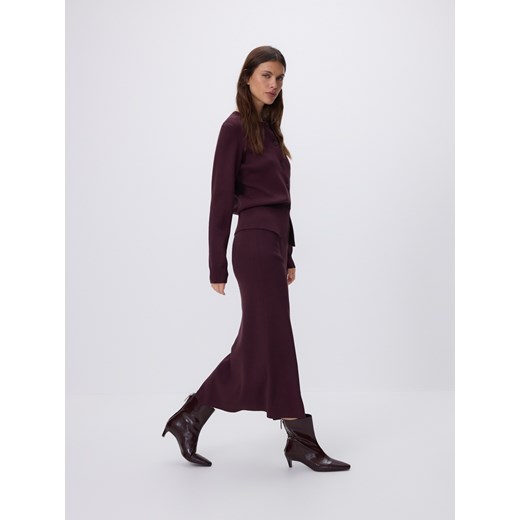 Reserved - Spódnica midi z wiskozą - burgundowy ze sklepu Reserved w kategorii Spódnice - zdjęcie 187368614