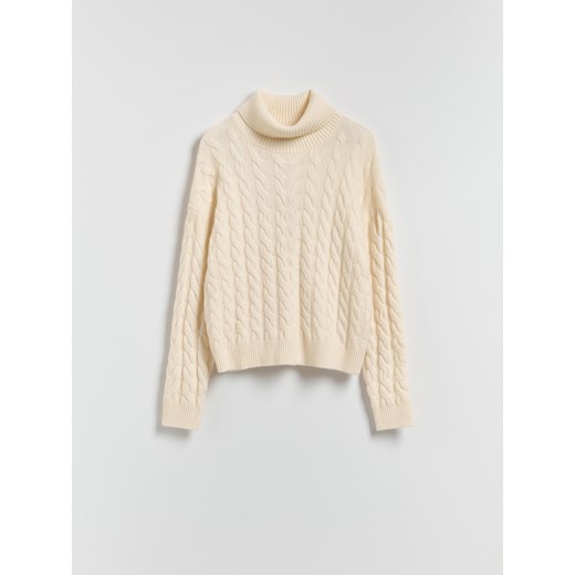 Reserved - Golf z ozdobnym splotem - kremowy ze sklepu Reserved w kategorii Swetry damskie - zdjęcie 187368654