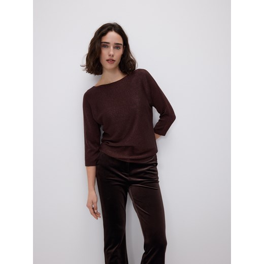 Reserved - Sweter z metalizowaną nitką - brązowy ze sklepu Reserved w kategorii Swetry damskie - zdjęcie 187368740