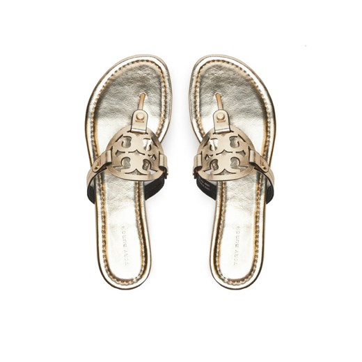 Japonki Tory Burch Miller 162596 Złoty ze sklepu eobuwie.pl w kategorii Klapki damskie - zdjęcie 187368950