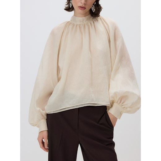 Reserved - Bluzka z lyocellem - złamana biel ze sklepu Reserved w kategorii Bluzki damskie - zdjęcie 187369274