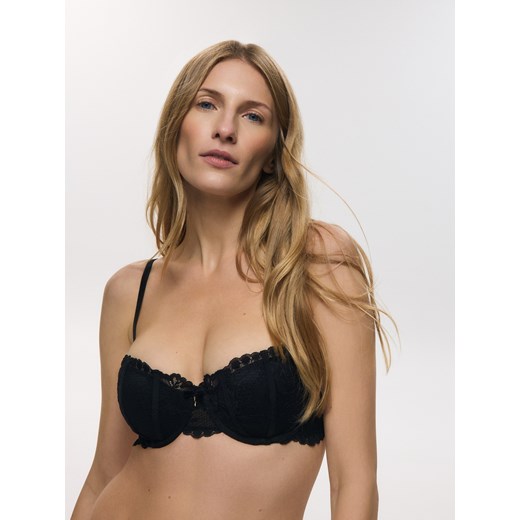 Reserved - Biustonosz balkonetka z koronką - czarny ze sklepu Reserved w kategorii Biustonosze - zdjęcie 187369314