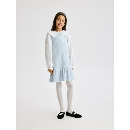 Reserved - Tweedowa sukienka - jasnoniebieski ze sklepu Reserved w kategorii Sukienki dziewczęce - zdjęcie 187369350