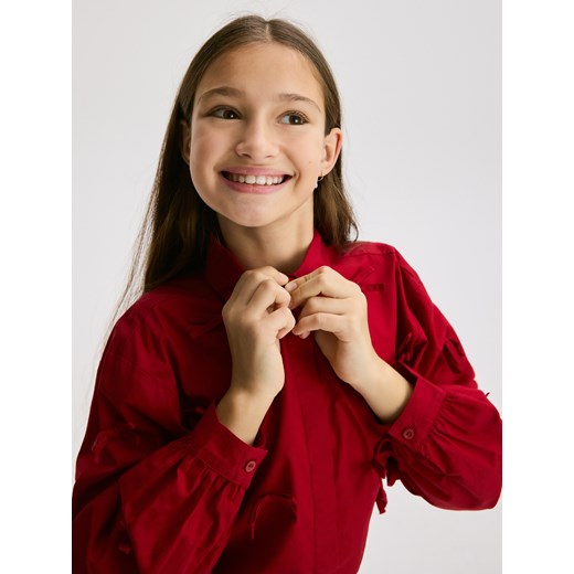 Reserved - Krótka koszula z kokardkami - czerwony ze sklepu Reserved w kategorii Bluzki dziewczęce - zdjęcie 187369432