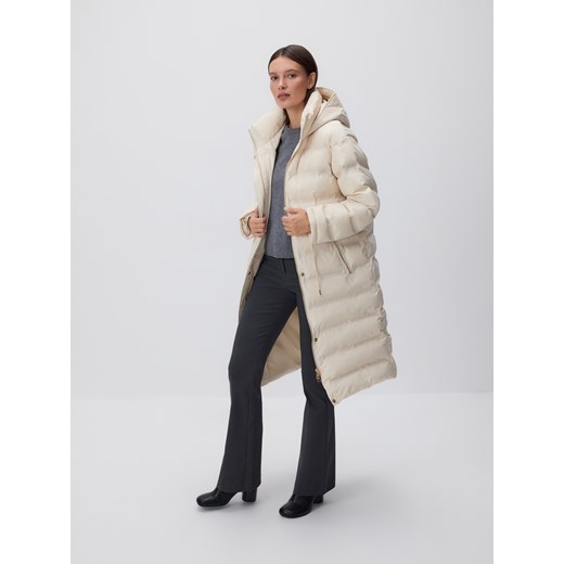 Reserved - Długa kurtka z kapturem - złamana biel Reserved M Reserved