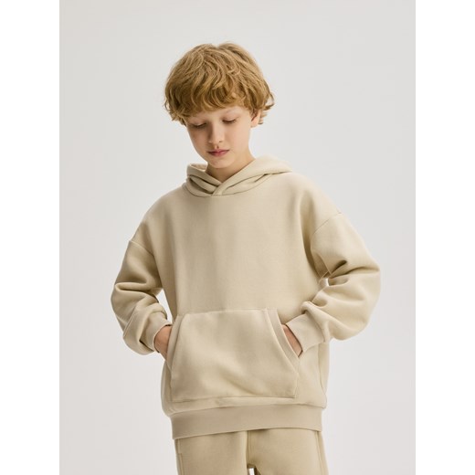 Reserved - Bluza oversize z kapturem - beżowy ze sklepu Reserved w kategorii Bluzy chłopięce - zdjęcie 187369813