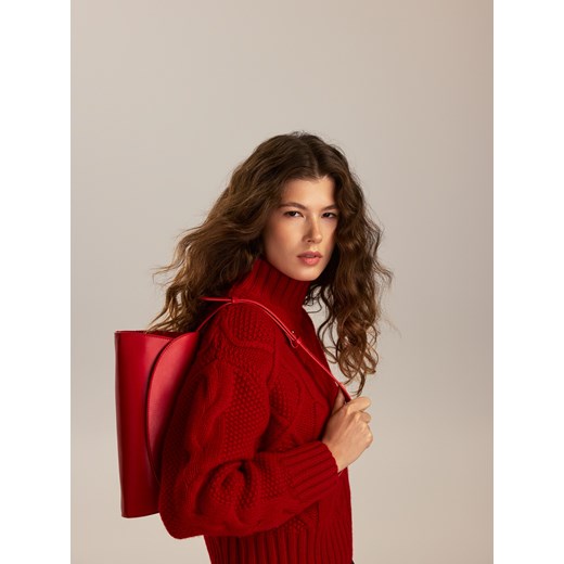 Reserved - Wełniany sweter z golfem - czerwony ze sklepu Reserved w kategorii Swetry damskie - zdjęcie 187369851