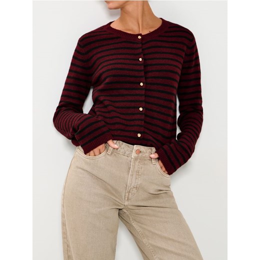 Sinsay - Rozpinany sweter w paski - bordowy ze sklepu Sinsay w kategorii Swetry damskie - zdjęcie 187370342