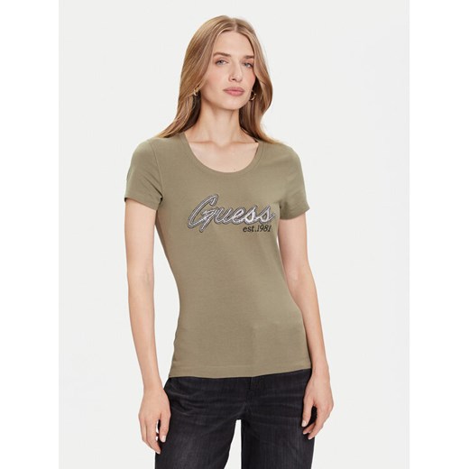 Guess T-Shirt W5YI16 J1314 Zielony Regular Fit ze sklepu MODIVO w kategorii Bluzki damskie - zdjęcie 187370972