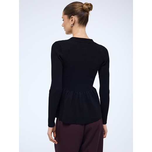 Mohito - Czarny sweter z falbaną - czarny Mohito S Mohito