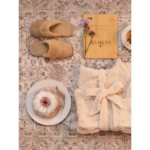 Sinsay - Szlafrok ze wzorkiem z kokardy - kremowy Sinsay S/M Sinsay