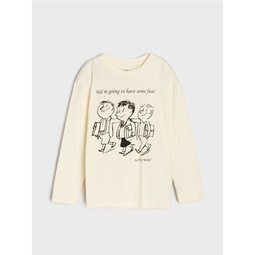 Sinsay - Bawełniana koszulka z nadrukiem Le Petit Nicolas - beżowy ze sklepu Sinsay w kategorii Bluzki dziewczęce - zdjęcie 187371771