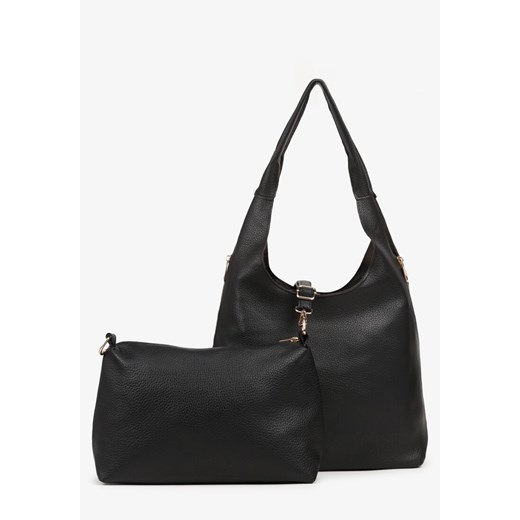 Czarna Torebka Typu Shopper z Saszetką Fesandia ze sklepu born2be.pl w kategorii Torebki hobo - zdjęcie 187372003