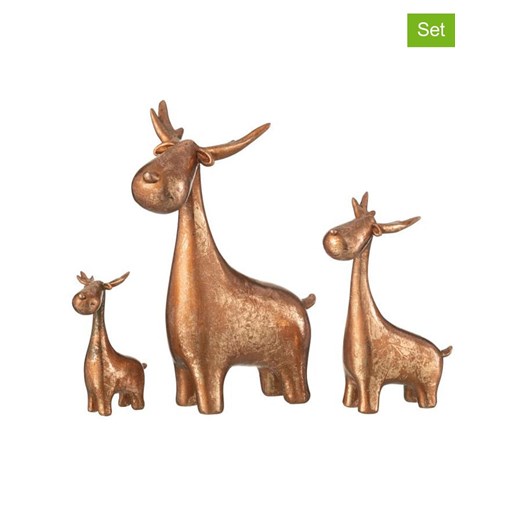 J Line Figurki dekoracyjne (3 szt.) &quot;Deer&quot; w kolorze miedzianym - 18 x 25 cm ze sklepu Limango Polska w kategorii Dekoracje - zdjęcie 187372663