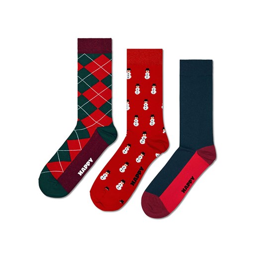 Happy Socks Skarpety (3 pary) &quot;Snowman&quot; w kolorze granatowo-czerwonym ze sklepu Limango Polska w kategorii Skarpetki męskie - zdjęcie 187372713