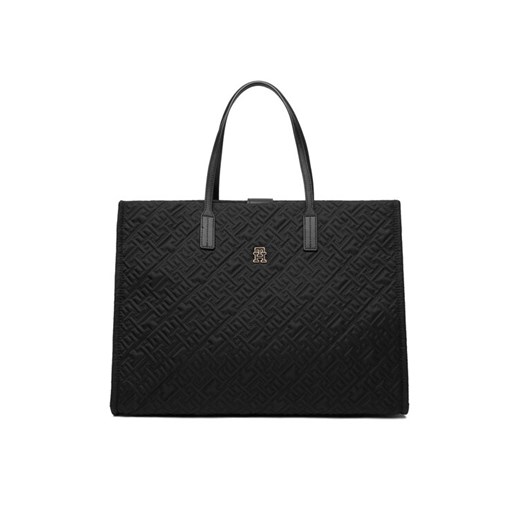 Tommy Hilfiger Torebka Th City Tote Mono Nylon AW0AW18163 Czarny ze sklepu MODIVO w kategorii Torebki damskie - zdjęcie 187373913