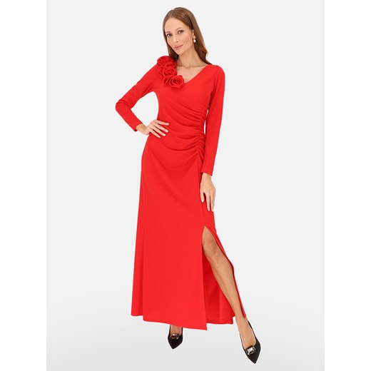 Czerwona wieczorowa sukienka maxi z rozcięciem L'AF Mara ze sklepu Eye For Fashion w kategorii Sukienki - zdjęcie 187374443